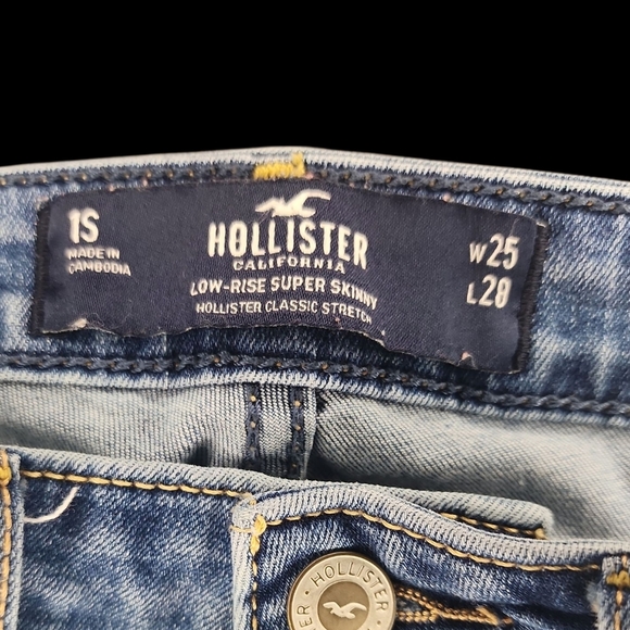 Hollister Low Rise Super Skinny Jean Distressed Front size 25/28 - Picture 3 of 6